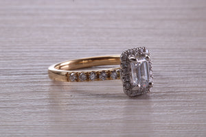 Halo set Emerald cut Certified Diamond Engagement Ring