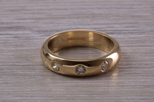 Chunky Trilogy Diamond Set Yellow Gold Band