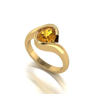 Two carat Natural Oval cut Yellow Sapphire Crossover Ring