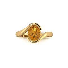 Load image into Gallery viewer, Two carat Natural Oval cut Yellow Sapphire Crossover Ring