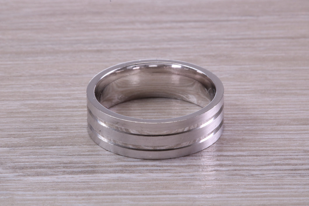 Sterling Silver 8 mm Wide Fashioned Band