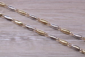 Two Tone Gold Fancy Link 18 inch Long Necklace