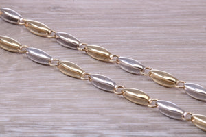 Two Tone Gold Fancy Link 18 inch Long Necklace