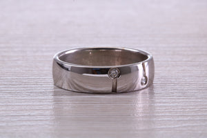 6 mm wide Diamond set White Gold Band