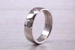 6 mm wide Diamond set White Gold Band