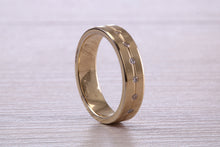Load image into Gallery viewer, 5 mm wide Diamond set Yellow Gold Unisex Band
