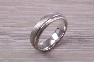 Gents 6 mm Wide Patterned White Gold Band