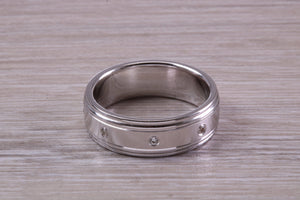 Gents 6 mm Wide Diamond set White Gold Band
