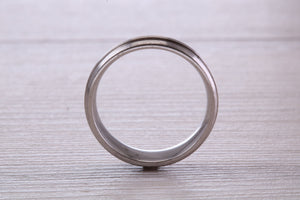 Gents 6 mm Wide Patterned White Gold Band