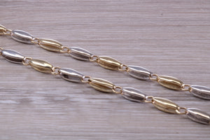 Two Tone Gold Fancy Link 18 inch Long Necklace