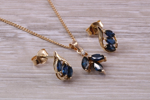 Beautiful Sapphire and Diamond Necklace with Matching Earrings