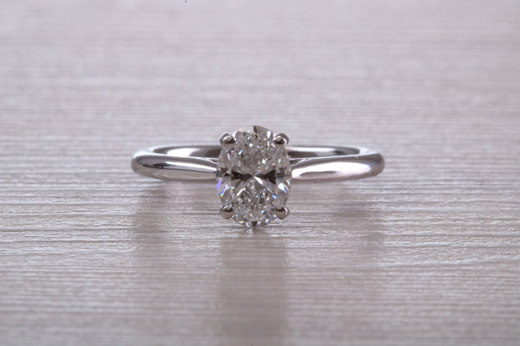 Stunning One carat Certified Oval cut Diamond set Platinum Solitaire