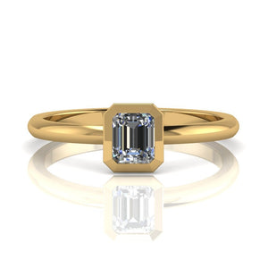 0.70 carat Emerald Cut Diamond set 18ct Yellow Gold Solitaire