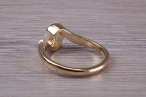 Oval cut Natural Opal set Yellow Gold Ring