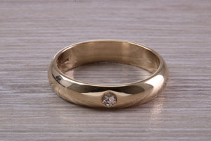 Diamond set 5 mm Wide Yellow Gold Wedding Band