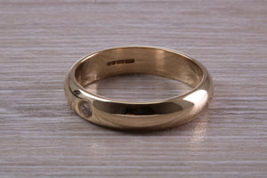 Diamond set 5 mm Wide Yellow Gold Wedding Band