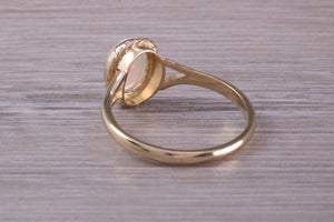 Oval cut Natural Opal set Yellow Gold Ring