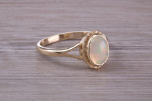 Load image into Gallery viewer, Oval cut Natural Opal set Yellow Gold Ring