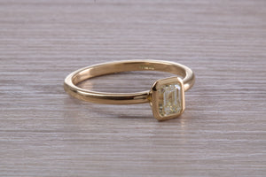 0.70 carat Emerald Cut Diamond set 18ct Yellow Gold Solitaire