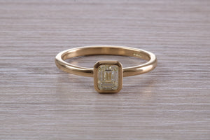 0.70 carat Emerald Cut Diamond set 18ct Yellow Gold Solitaire