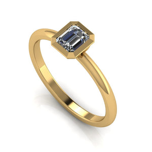 0.70 carat Emerald Cut Diamond set 18ct Yellow Gold Solitaire