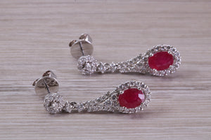 Very Dressy Ruby and Diamond set White Gold Dropper Earrings