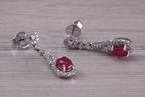 Very Dressy Ruby and Diamond set White Gold Dropper Earrings