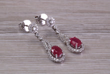 Load image into Gallery viewer, Very Dressy Ruby and Diamond set White Gold Dropper Earrings