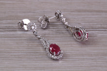 Load image into Gallery viewer, Very Dressy Ruby and Diamond set White Gold Dropper Earrings