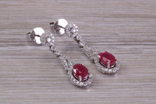 Load image into Gallery viewer, Very Dressy Ruby and Diamond set White Gold Dropper Earrings