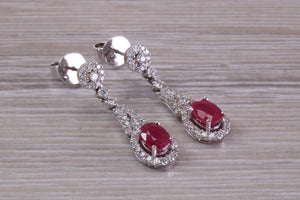 Very Dressy Ruby and Diamond set White Gold Dropper Earrings