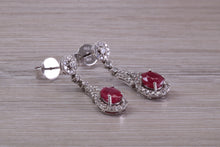 Load image into Gallery viewer, Very Dressy Ruby and Diamond set White Gold Dropper Earrings