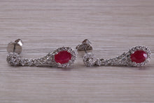 Load image into Gallery viewer, Very Dressy Ruby and Diamond set White Gold Dropper Earrings