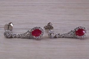 Very Dressy Ruby and Diamond set White Gold Dropper Earrings