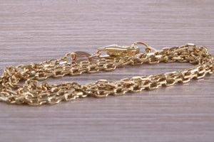 Diamond cut Flat Curb Chain, 16 Inches Long in Yellow Gold