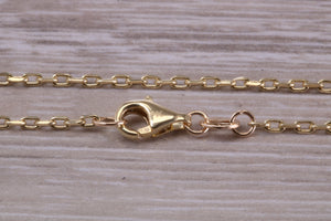 Diamond cut Flat Curb Chain, 16 Inches Long in Yellow Gold