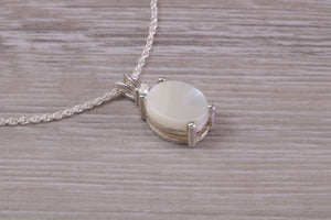 Natural Oval Cut Mother of Pearl set Necklace, Made From Solid Sterling Silver