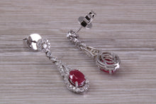 Load image into Gallery viewer, Very Dressy Ruby and Diamond set White Gold Dropper Earrings