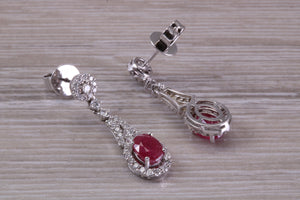 Very Dressy Ruby and Diamond set White Gold Dropper Earrings