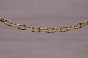 Diamond cut Flat Curb Chain, 16 Inches Long in Yellow Gold