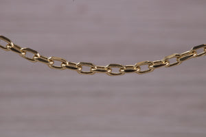 Diamond cut Flat Curb Chain, 16 Inches Long in Yellow Gold