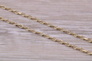 Diamond cut Flat Curb Chain, 18 Inches Long in Yellow Gold