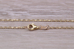 Diamond cut Flat Curb Chain, 16 Inches Long in Yellow Gold