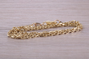 Diamond cut Flat Curb Chain, 16 Inches Long in Yellow Gold