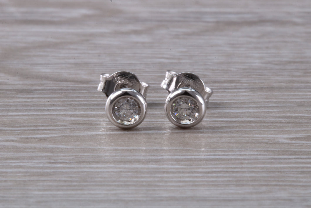 Dainty and Simple everyday Diamond Solitaire Stud Earrings