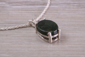 Natural Oval Cut Black Onyx Necklace, Made From Solid Sterling Silver