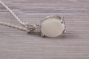 Natural Oval Cut Mother of Pearl set Necklace, Made From Solid Sterling Silver