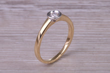 Load image into Gallery viewer, Dainty Bezel Diamond set Two Tone Gold Solitaire