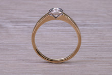 Load image into Gallery viewer, Dainty Bezel Diamond set Two Tone Gold Solitaire