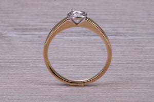 Dainty Bezel Diamond set Two Tone Gold Solitaire